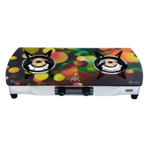 AK-2003 Designer Glass Top Two Burner Gas Stove