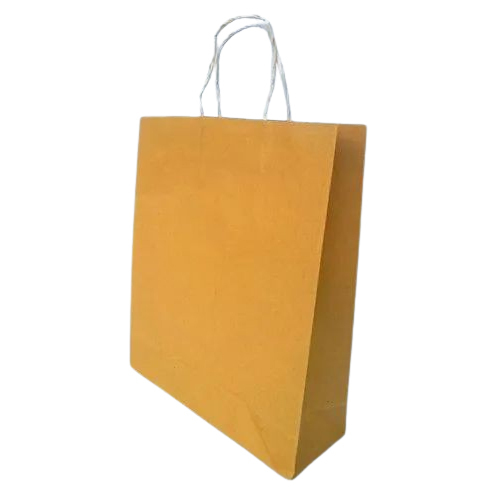 Plain Shopping Paper Bags - Biodegradable Kraft Paper, 12X16X5 Inches, Brown Color | Customizable Design with Durable Rope Handles, 5kg Capacity
