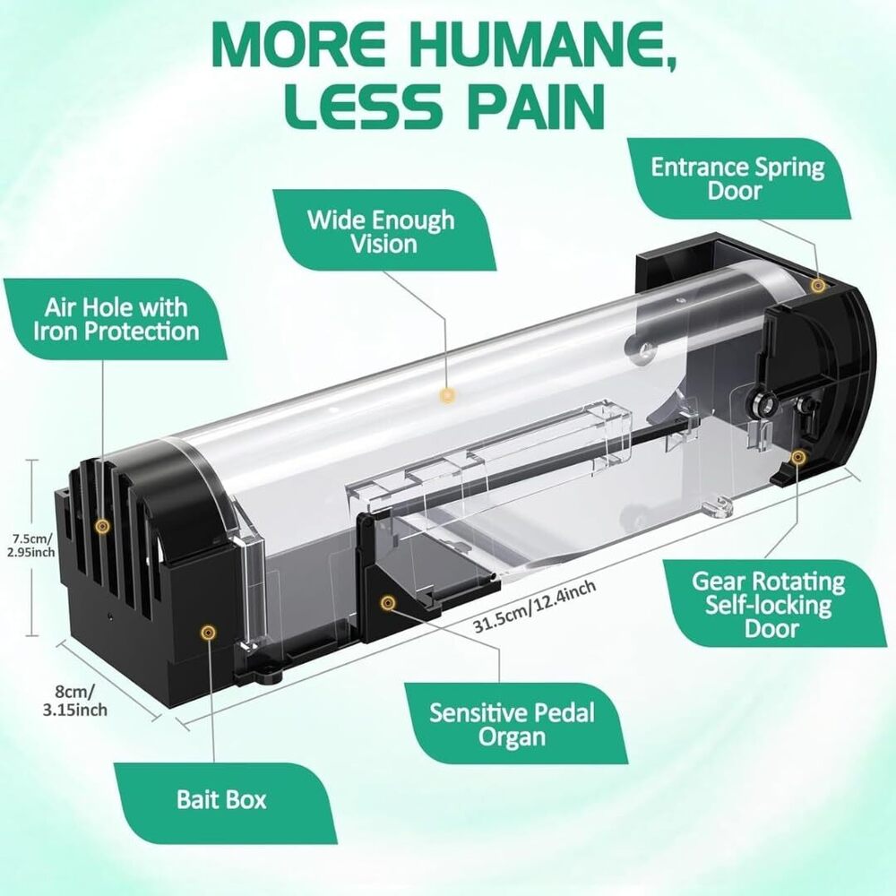 Mouse Trap Cage - Abs Transparent Plastic, Large Living Space For Mice | Easy To Set And Release, Non-toxic, Easy To Clean & Reusable