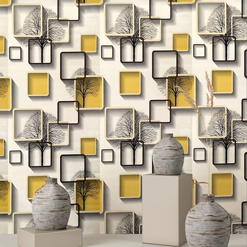 3D Abstract Design PVC Self Adhesive Wallpaper - PVC Material, 45x500 CM Dimensions | Waterproof, Modern Style, Ideal for Industrial Use