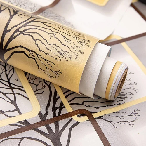 Pvc Yellow Winter Tree Peel Off Stickers Wallpaper - Size: 45X500Cm