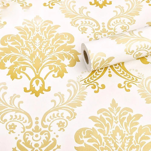 Pvc Royal Golden Peel Off Stickers Wallpaper - Size: 45X500Cm