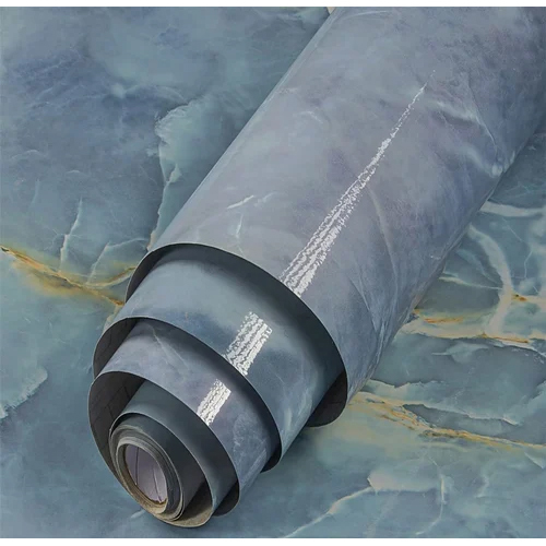 नीला संगमरमर वॉलपेपर, निकालने और चिपकाने योग्य, पानीरोधक वॉलपेपर