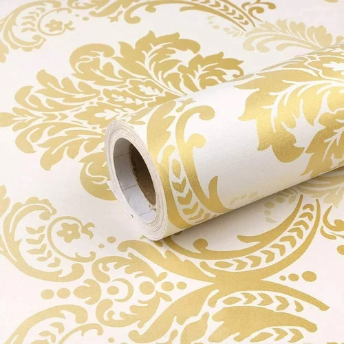 Royal Golden Design PVC Self Adhesive Wallpaper - 45x500 CM | Waterproof, Modern Style, Ideal for Home Wall Decor