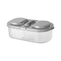 2 Way Food Storage Container - Plastic, Rectangular, Grey | Eco-friendly, Smooth Surface Finish, Two Separate Compartments For Organized Storage