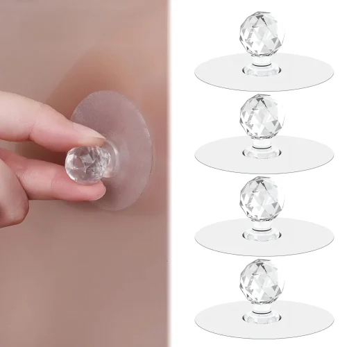 Transparent Self Adhesive Wall Hook Diamond Shape Drawer Knobs