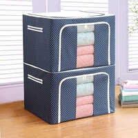 66 Ltr Storage Bag - Plastic Material, 50 X 40 X 33 Cm Size , Stylish Blue Color, Plain Design For General Use