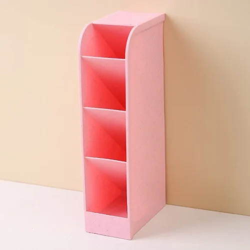 4 Grid Desktop Pen Cosmetic Holder - Color: Pink