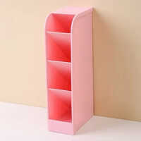 4 Grid Desktop Pen Cosmetic Holder - Plastic, 20x5x9 Cm | Pink Color, Stylish Organizer For Home Or Office Use