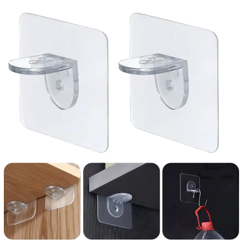 Self-Adhesive Triangle Bracket Clip Panel Support Hook - Color: Transparent