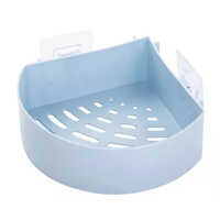 Plastic Bathroom Corner Shelf - Durable Plastic, Various Sizes Available, Glossy Blue Finish, Round Shape | Stylish Storage And Display Solution