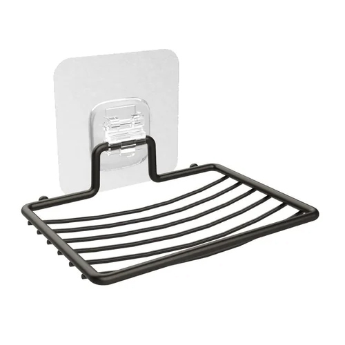 Metal Soap Dish Wall Mounted Soap Holder - Color: Black