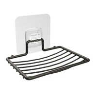 Metal Soap Dish Wall Mounted Soap Holder - Metal, Different Size, Black, Glossy Finish | Rectangular Shape, Space-saving Design