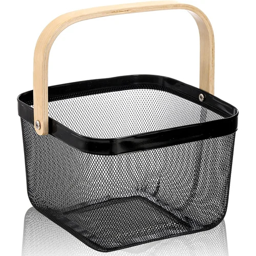 Metal Wire Mesh Basket - Color: Black