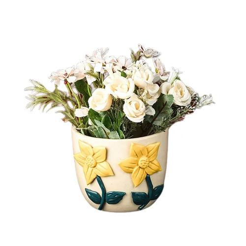 Decorative Ceramic Flower Pot - Color: White