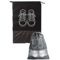 Non Woven Shoe Bag - Microfiber Material, Different Sizes, Black Color - Stylish Tote Bags With Printed Designs For Organized Shoe Storage