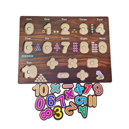 Wooden Educational Learning Numeric Puzzle - Color: Brown