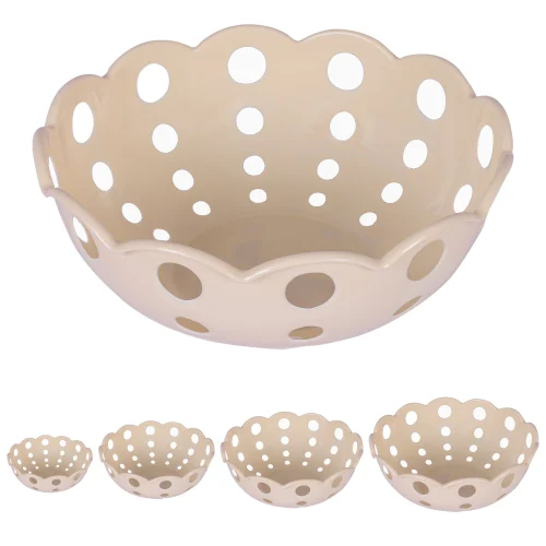 Counter Top Plastic Fruit Basket Set - Color: Cream