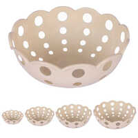 Counter Top Fruit Basket Set - Durable Plastic, Easy To Clean , Round Cream Design