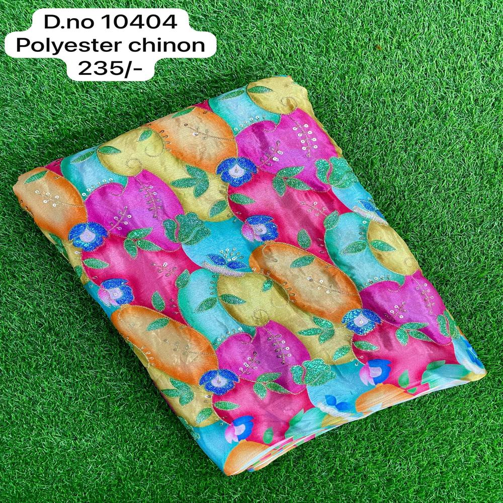 Polyester Chinon Fabric - Viscose Chiffon Material, Daily Wear Size, Grey, Sky, Cream Colors | Fancy Ethnic Sarees, Digital Printed Designs, Extra Smooth Feel