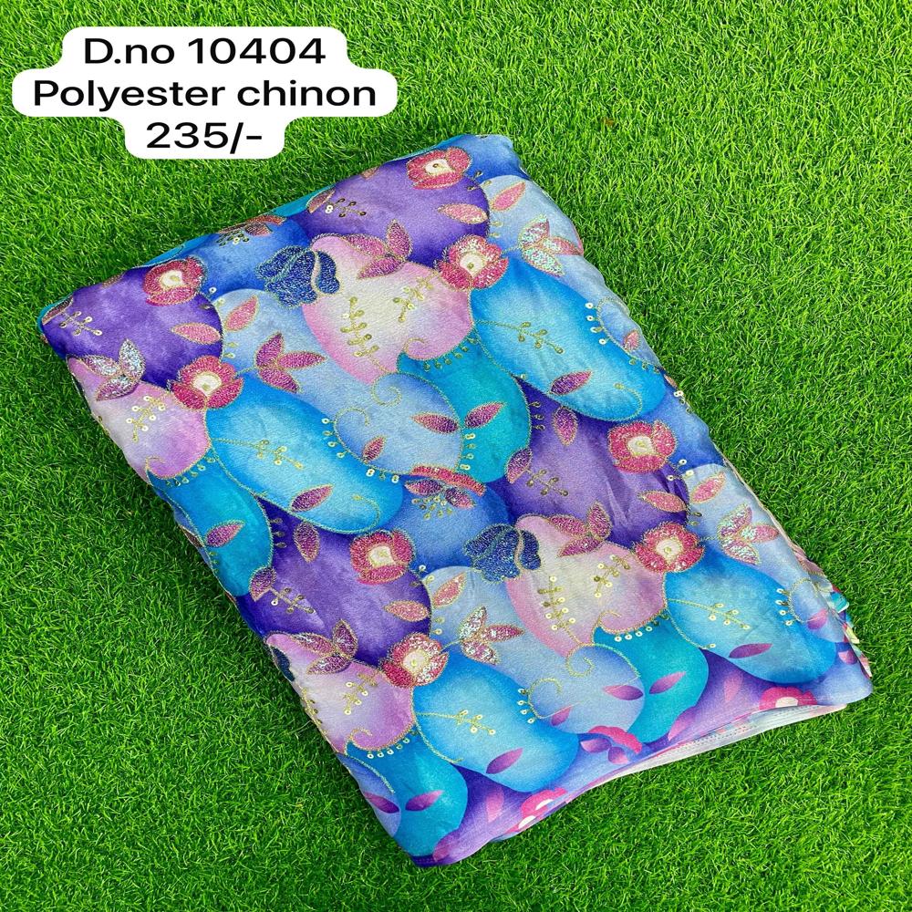 Polyester Chinon Fabric - Viscose Chiffon Material, Daily Wear Size, Grey, Sky, Cream Colors | Fancy Ethnic Sarees, Digital Printed Designs, Extra Smooth Feel