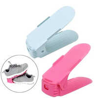 Plastic Shoe Organizer Adjustable Shoe Slot - Plastic, Various Sizes, Pink | Open Storage Design For 1 Pair Of Shoes, Rectangular Shape