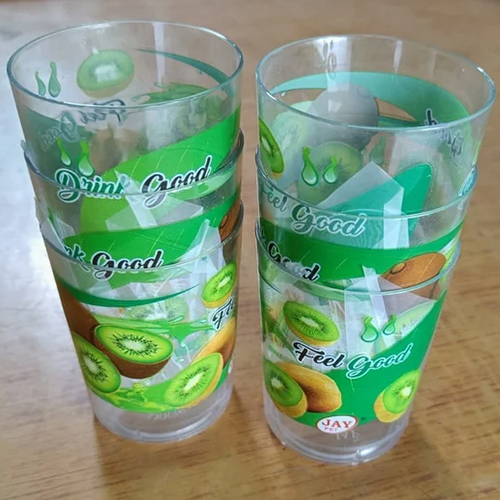 Plastic Printed Water Glass - Color: Green