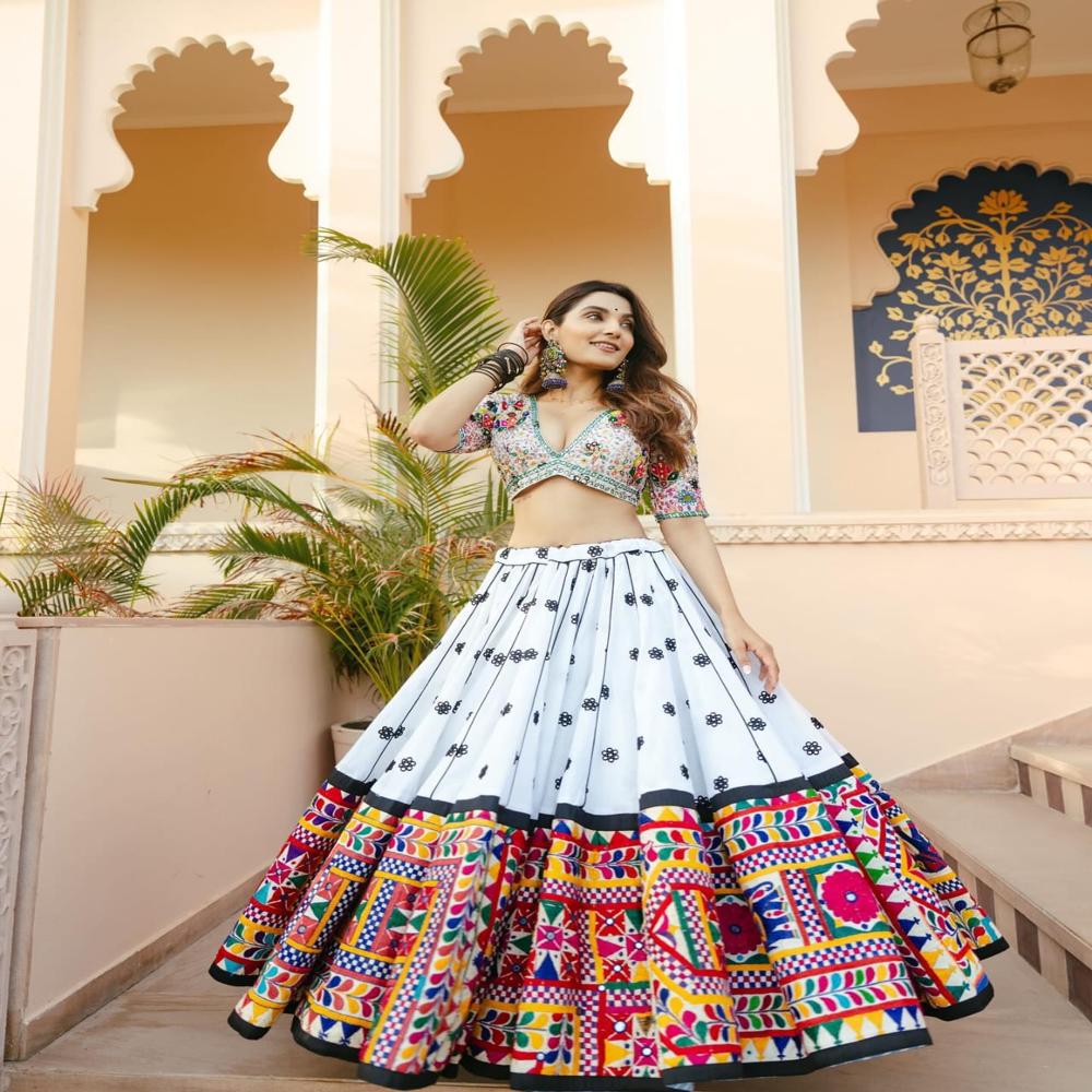 Digital Print Muslin Cotton Lehenga Choli