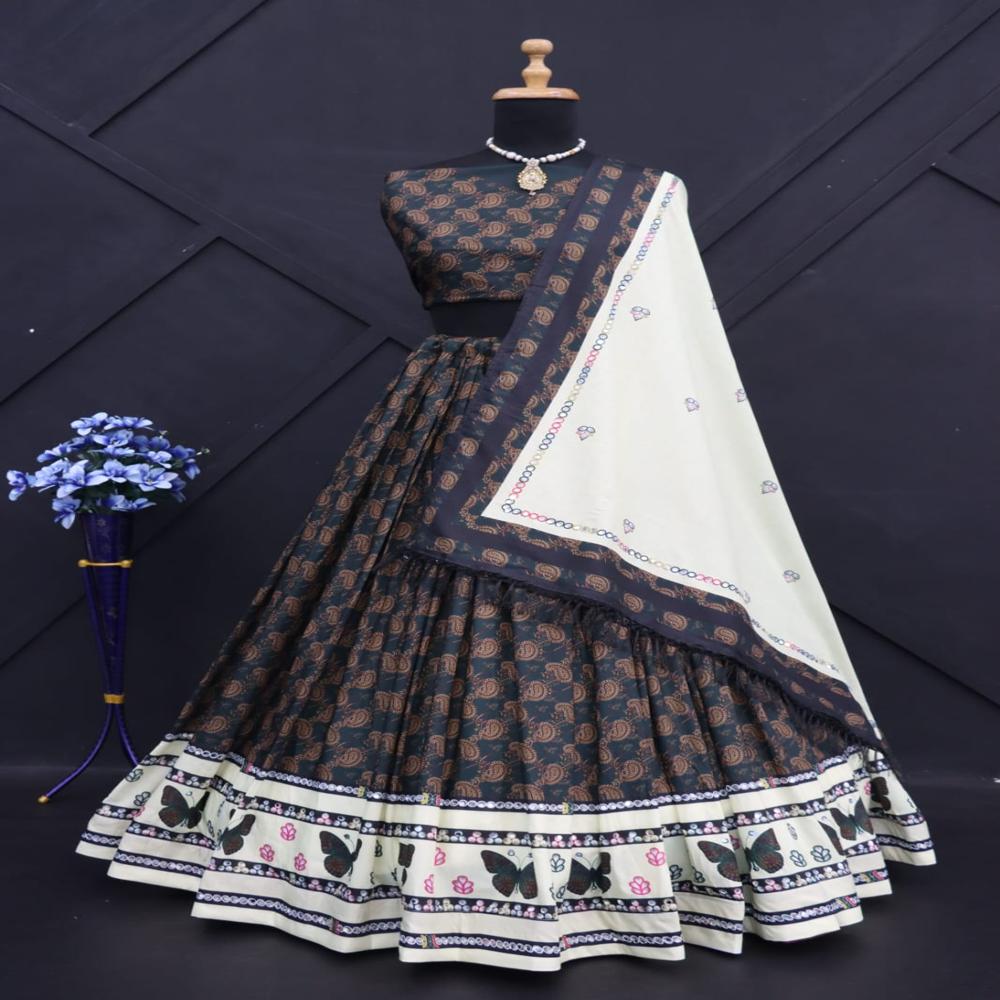 Digital Print Muslin Cotton Lehenga Choli