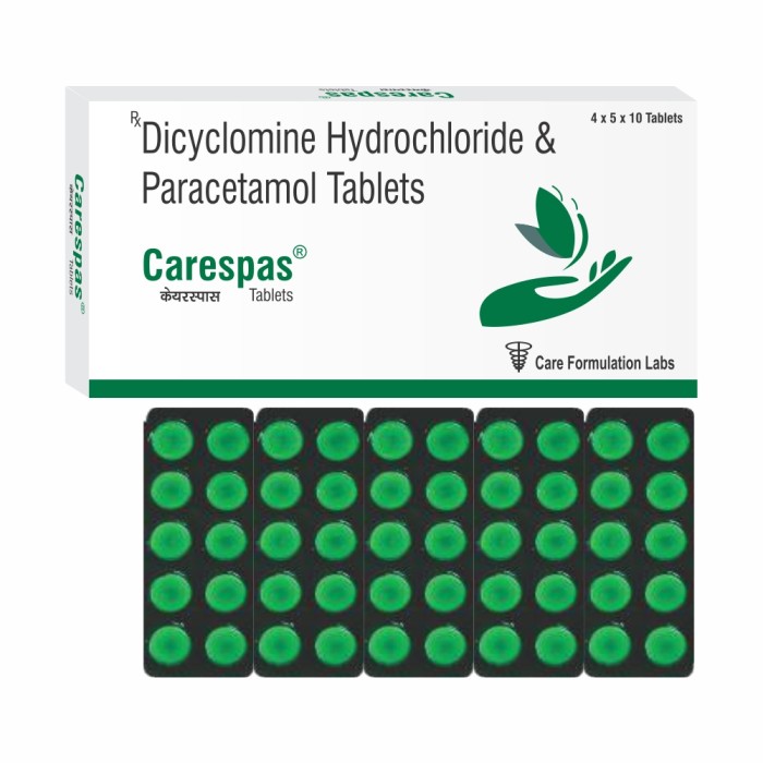 Dicyclomine HCI IP 20 mg. + Paracetamol IP 325 mg.