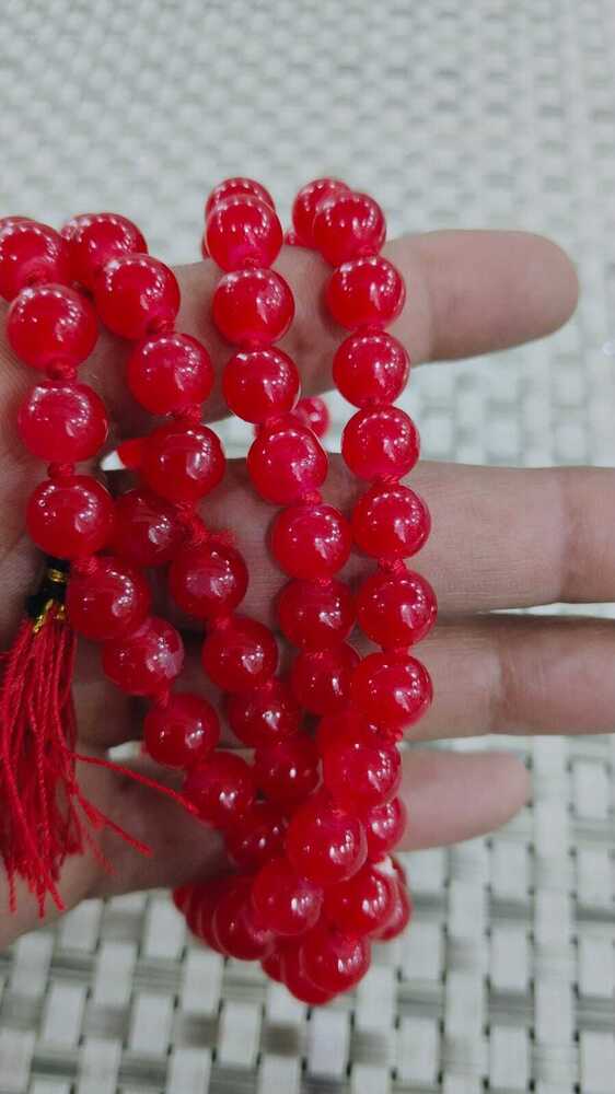 Red Hakik Mala - Hakik Material, Round Shape, Traditional Style | Enhances Spiritual Growth, Emotional Balance, And Inner Peace