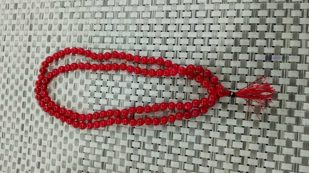 Red Hakik Mala - Hakik Material, Round Shape, Traditional Style | Enhances Spiritual Growth, Emotional Balance, And Inner Peace