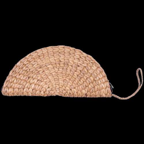 Water Hyacinth Coin Purse - 12x6 inches | Handmade Evening Clutch, Stylish Brown Half Moon Design