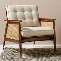 Designer Cane Chair - Wooden, Customized Size, Polished Brown Finish | Elegant Fabric Upholstery For Home Decor