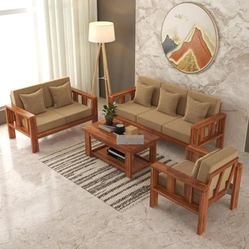 5 Seater Wooden Sofa Set - Color: Brown