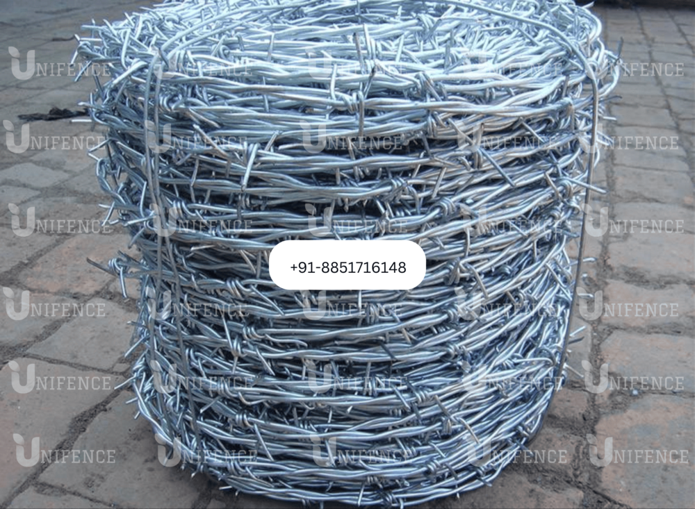 Galvanized Barbed Wire - Galvanized Iron, 12x12, 13x13, 14x14 Swg, Silver | Ideal For Industrial, Agricultural, Home, And Garden Fencing