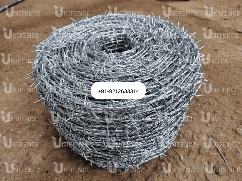 Barbed Wire | Galvanized Iron 12x12, 13x13 & 14x14 Swg - Silver Color, Ideal For Farming, Boundary, Industrial & Home Fencing