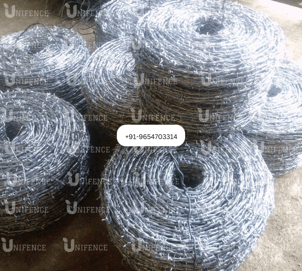 Barbed Wire | Galvanized Iron 12x12, 13x13 & 14x14 Swg - Silver Color, Ideal For Farming, Boundary, Industrial & Home Fencing