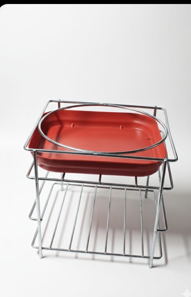 Stainless Steel Matka Stand With Tray - Color: Silver