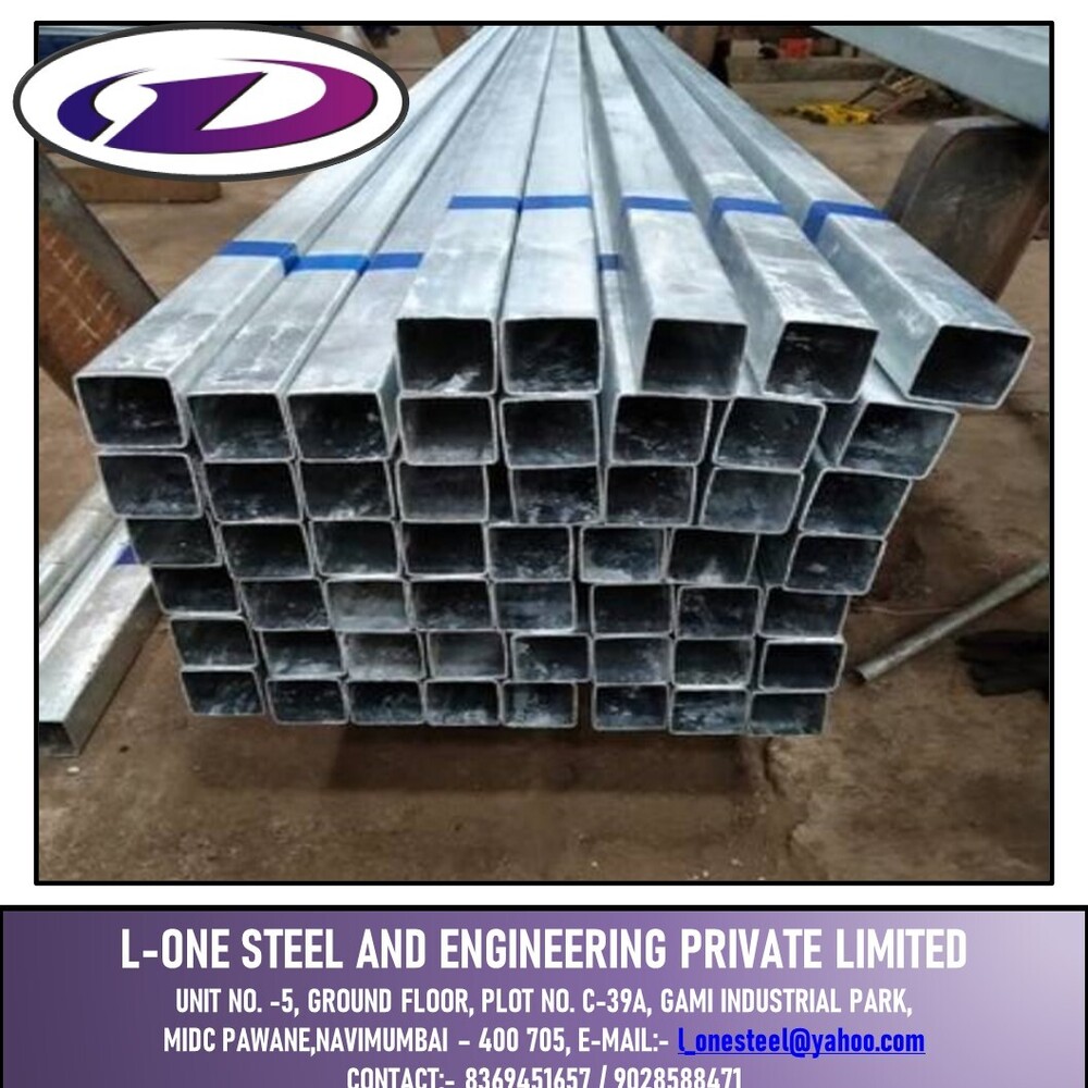Gi-gp Square-rect Pipe - Stainless Steel, 6 Ft Length, Silver Color, Zinc Coated Surface, Electric Resistance Welded, Corrosion Resistant