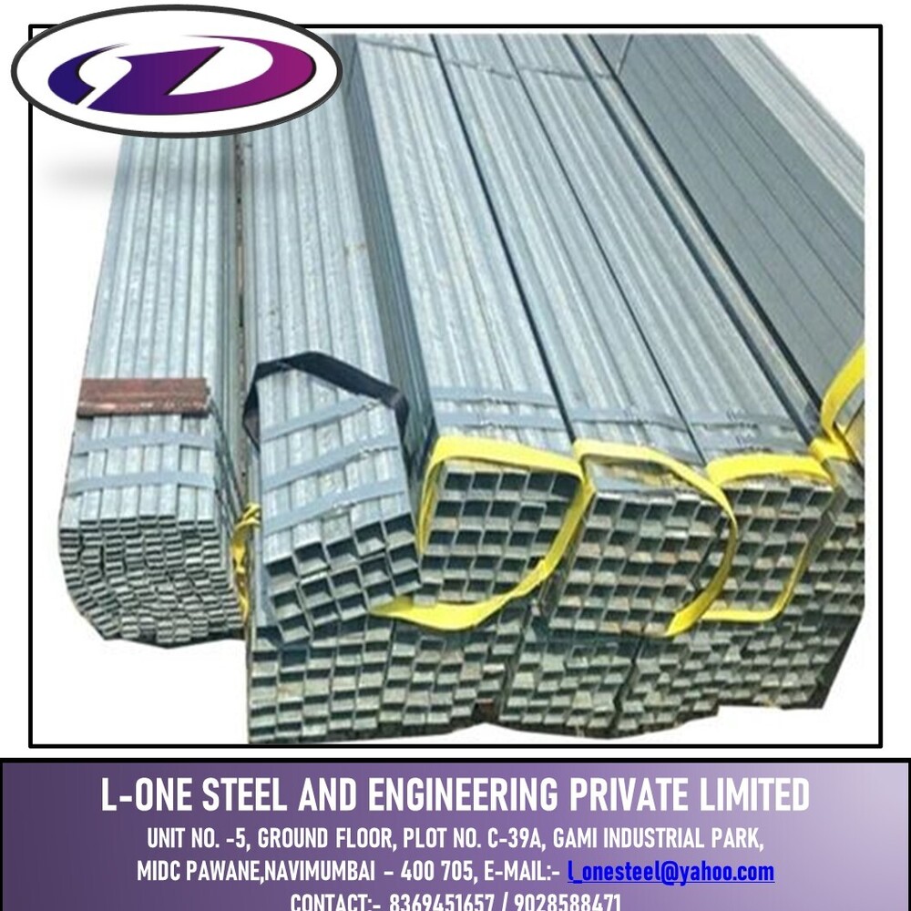 Gi-gp Square-rect Pipe - Stainless Steel, 6 Ft Length, Silver Color, Zinc Coated Surface, Electric Resistance Welded, Corrosion Resistant