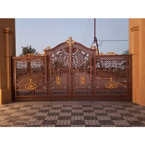 20 Feet Swing Cast Iron Bungalow Main Gate - Color: Brown