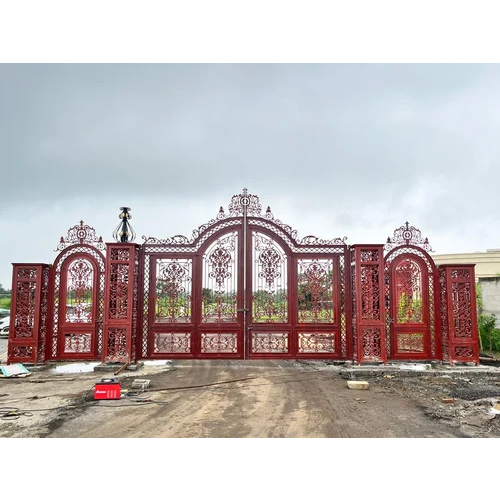 Mild Steel Antique Ornamental Main Gate - Color: Red