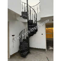 Home Iron Staircase - Iron Material, Various Sizes Available, Sleek Black Color, Stylish Modern Grills, Powder Coated Finish