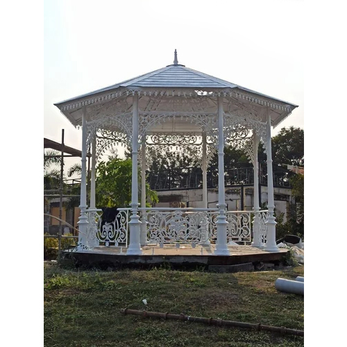 15 Feet Metal Cast Iron Gazebo - Color: White