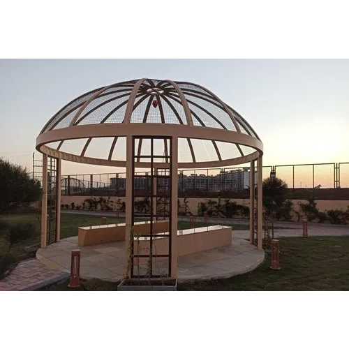 Brown Mild Steel Gazebo - Color: White