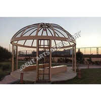 Brown Mild Steel Gazebo - 15ft Dome-shaped Elegant Structure | Polished White Finish For Weddings