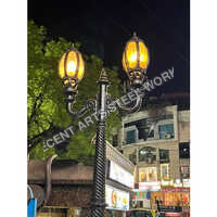 Cast Iron Lamp Post - 12 Feet Height, 220-240 Volt Electric Power Supply, Black Metal Design, Warranty Included