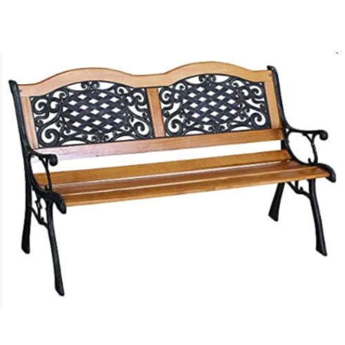 3 Seater Cast Iron Garden Bench - Color: Brown