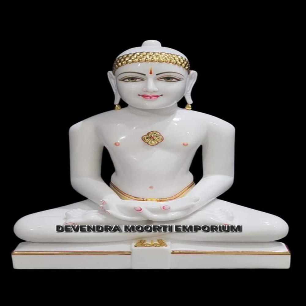 Marble Mahaveer Swami Statue In Mumbai - Color: Golden & White